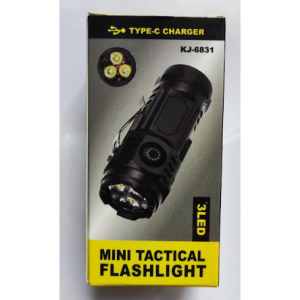 LED ліхтарик акумуляторний KJ-6831 потрійний 400 mAh з додатковим бічним підсвічуванням black