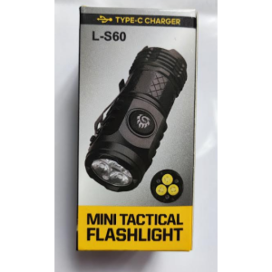 LED фонарик аккумуляторный L-S60 тройной 600 mAh  black