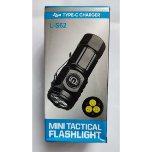 LED фонарик аккумуляторный L-S62 тройной 400 mAh  black