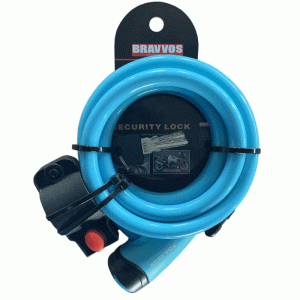 Замок велосипедний BRAVVOS LOS-065-110 12mm*1500mmБЛАКИТНИЙ
