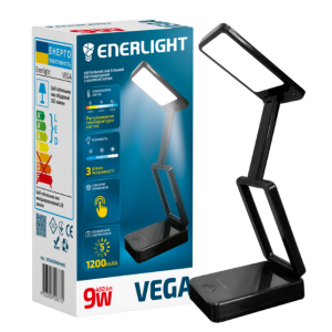 Світильник настільний світлодіодний з акумулятором ENERLIGHT VEGA 9Вт 3000-6000K Чорна