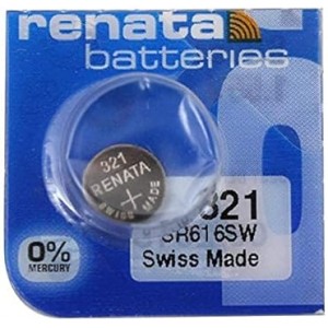 321 Renata батарейка (оксид серебра 1.55V)(6.8x1.6mm) (14.5mAh) (low drain) (упаковка = 1шт)