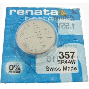 357 Renata батарейка (оксид серебра 1.55V)(11.6x5.4mm) (160mAh) (high drain) (упаковка = 1шт)