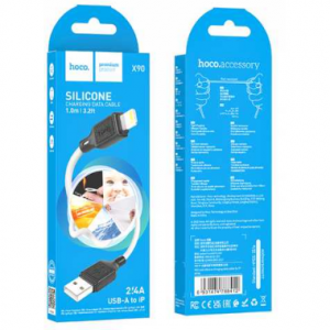 Кабель зарядний HOCO X90  Silicone 1.0 m (2.4A) USB-A для IP Cable White/Black