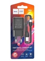 Мережевий зарядний пристрій HOCO C96A USB-A 2.1A чорний