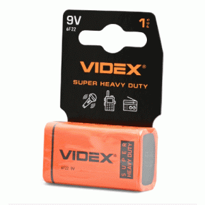 Батарейка солевая Videx 6F22/9V (Крона) 1шт SHRINK