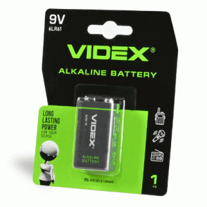 Батарейка щелочная Videx 6LR61/9V (Крона) 1шт BLISTER