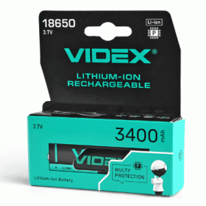 Акумулятор Videx літій-іонний 18650-P (захист) 3400mAh color box/1шт