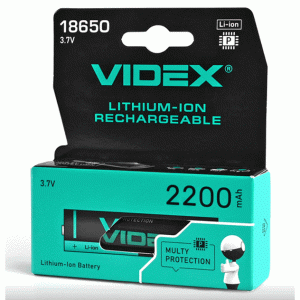 Аккумулятор с защитой VIDEX 18650 LI-ION 2200 mAh
