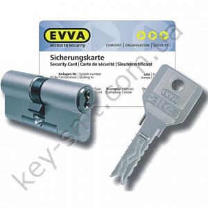 Цилиндр EVVA 3KS DZ(61x61)ключ/ключ никель 3 ключа