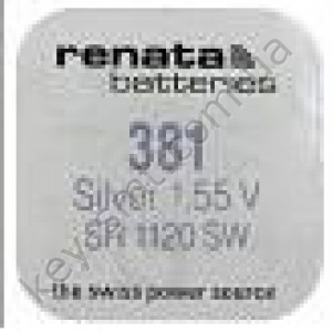 381 Renata батарейка (оксид серебра 1.55V)(11.6x2.1mm) (50mAh) (low drain) (упаковка = 1шт)