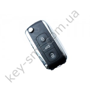 Корпус выкидного ключа Volkswagen Caddy, Passat B5, Bora и другие, 3 кнопки, лезвие HU66, под переделку, стиль Porshe /D