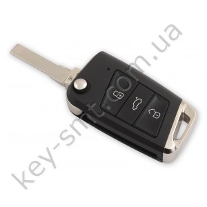 Корпус выкидного ключа Volkswagen Golf 7, 3 кнопки, лезвие HU66, #1 /D