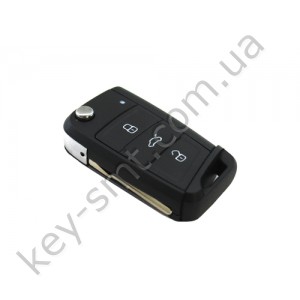 Корпус выкидного ключа Volkswagen Golf 7, 3 кнопки, лезвие HU66, #3 /D
