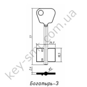 Богатырь-3  d=5мм, короткий  (77x18.5x26мм) (5мм) (белый)