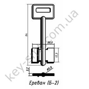 Єреван  Б-2 - з правим упором  (85x17.3x30мм) (5.8мм) (білий)