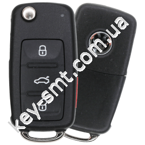 Выкидной ключ Volkswagen Touareg, 433 Mhz, PCF7942/ Hitag 2/ ID 46, 3+1 кнопки, Keyless GO /D