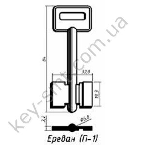 Єреван  П-1  - з лівим пазом (85x19.5x32мм) (6.8мм) (білий)