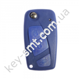 Корпус выкидного ключа Fiat, 3 кнопки, лезвие SIP22, батарейка сзади, синий /D