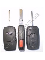 AUDI Корпус выкидного ключа с 3 кнопками + PANIC  (лезвие HU66/HU-AAP)(77505)I