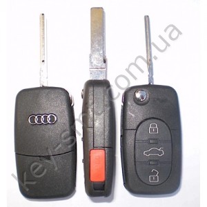 AUDI Корпус выкидного ключа с 3 кнопками + PANIC  (лезвие HU66/HU-AAP)(77505)I