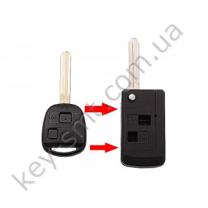 Корпус выкидного ключа Toyota 2 кнопки, лезвие TOY43, под переделку, #1 /D