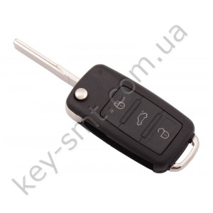 Выкидной ключ Volkswagen/ Skoda/ Seat, 433 Mhz, 5K0 837 202 BH, ID49/ Megamos AES/ MQB, 3 кнопки /D
