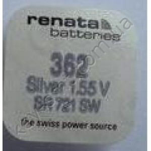 362 Renata батарейка (оксид серебра 1.55V)(7.9x2.1mm) (23mAh) (low drain) (упаковка = 1шт)