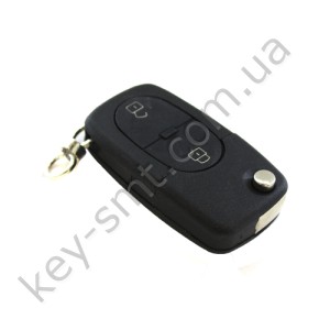 Корпус выкидного ключа Audi 2 кнопки, с местом под батарейку 1616, лезвие HU66 /D