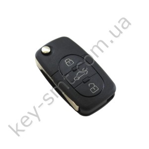 Корпус выкидного ключа Audi 3 кнопки, с местом под батарейку 1616, лезвие HU66 /D