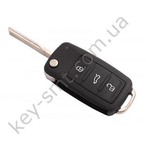 Выкидной ключ Volkswagen/ Skoda/ Seat, 433 Mhz, 5K0 837 202 BH, ID49/ Megamos AES/ MQB, 3 кнопки /D