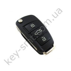 Корпус выкидного ключа Audi A1, A6, A8 и другие, 3 кнопки, лезвие HU66 /D