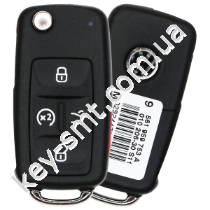 Корпус выкидного ключа Volkswagen 4 кнопки, лезвие HU66, #2 /D