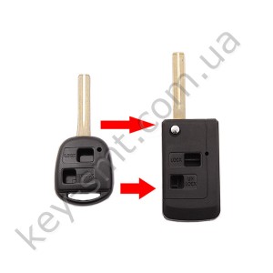 Корпус выкидного ключа Lexus IS300, RX300, ES300 и другие, 2 кнопки, лезвие TOY48, под переделку /D