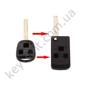 Корпус выкидного ключа Lexus IS300, RX300, ES300 и другие, 3 кнопки, лезвие TOY48, под переделку /D